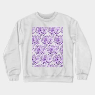 Watercolor poppies bouquet pattern - purple Crewneck Sweatshirt